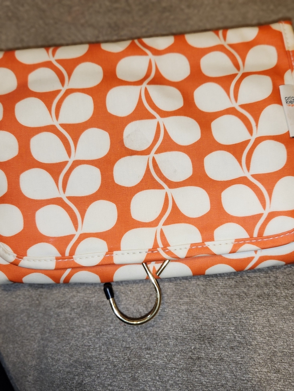 Orla Kiely Orange & Navy Hanging Travel Toiletry Organizer - Picture 3 of 6